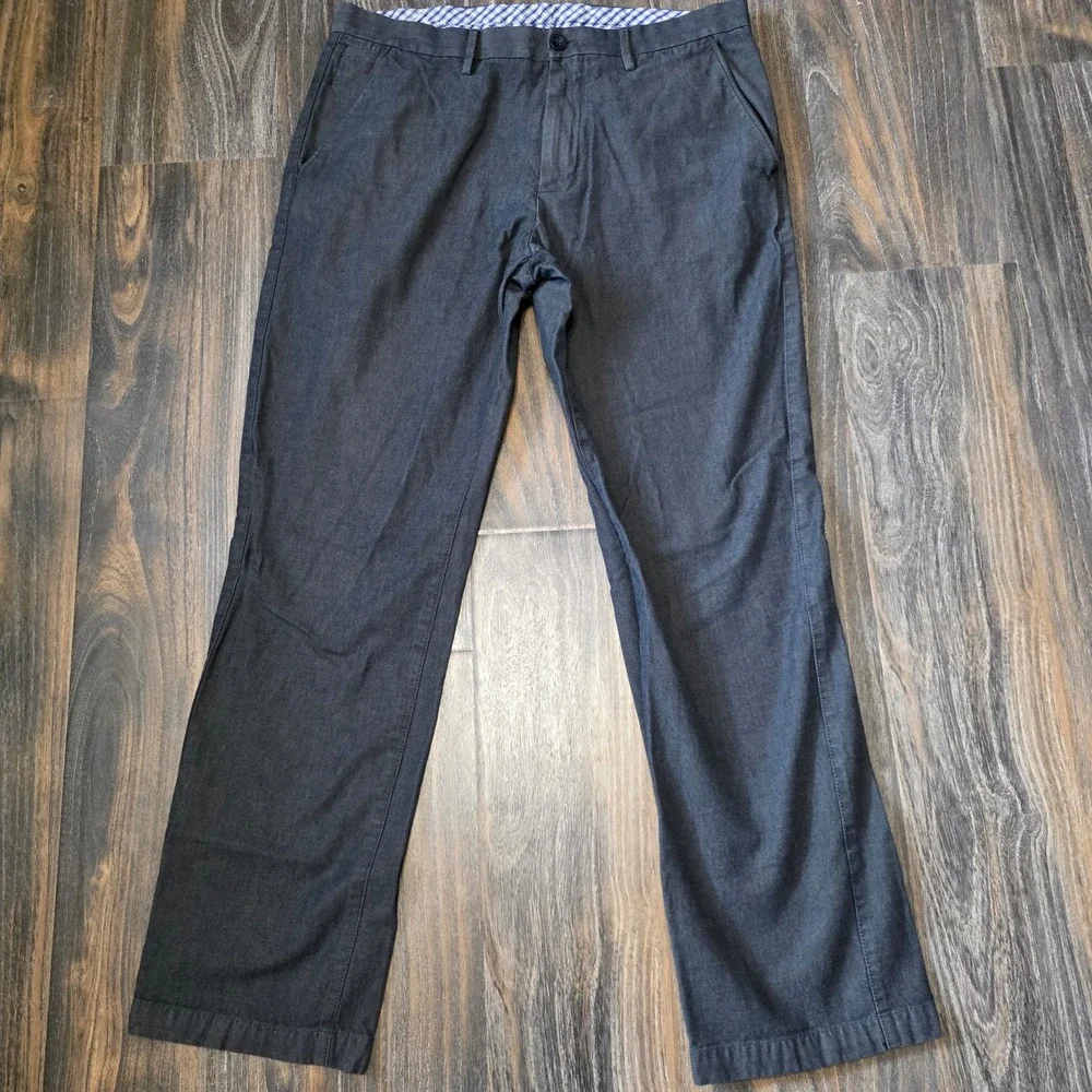 Banana Republic Kentfield Pant Mens 36x34 Charcoal Gray Cotton Chino Trousers